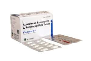 FLAMREST-SP, ACECLOFENAC 100 MG + PARACETAMOL 325 MG SERRATIOPEPTIDASE 15 MG, offered by Biofrank Pharmaceuticals (India) Pvt. Ltd.
