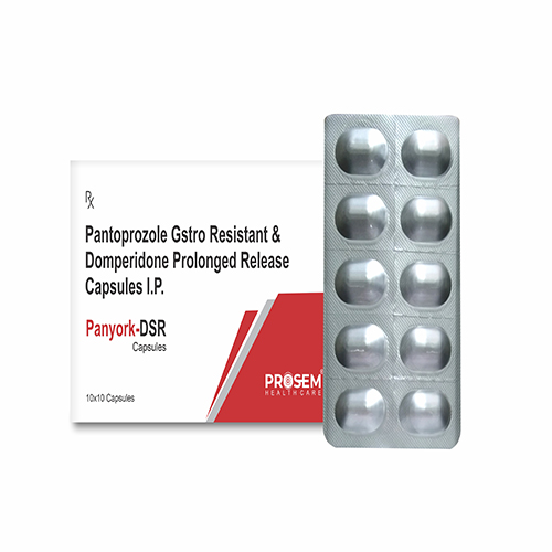 Panyork-DSR, Pantoprozole Gstro Resistant & Domperidone Prolonged Release Capsules I.P, offered by Biofrank Pharmaceuticals (India) Pvt. Ltd.