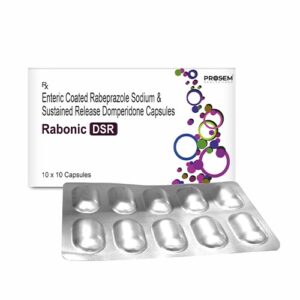 Rabonic-DSR, Enteric Coated Rabeprazole Sodium & Sustained Release Domperidone Capsules, offered by Biofrank Pharmaceuticals (India) Pvt. Ltd.