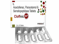 Cloffnic SP, Aceclofenac, Paracetamol & Serratiopeptidase Tablets, offered by Biofrank Pharmaceuticals (India) Pvt. Ltd.