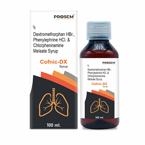 Cofnic-DX, Dextromethorphan HBr., Phenylephrine HCl. & Chlorpheniramine Meleate Syrup, offered by Biofrank Pharmaceuticals (India) Pvt. Ltd.