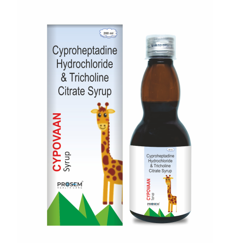 CYPOVAAN, Cyproheptadine Hydrochloride & Tricholine Citrate Syrup, offered by Biofrank Pharmaceuticals (India) Pvt. Ltd.