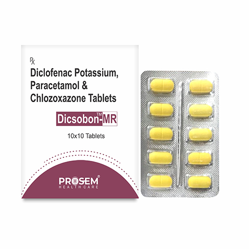 Dicsobon-MR, Diclofenac Potassium, Paracetamol & Chlozoxazone Tablets, offered by Biofrank Pharmaceuticals (India) Pvt. Ltd.