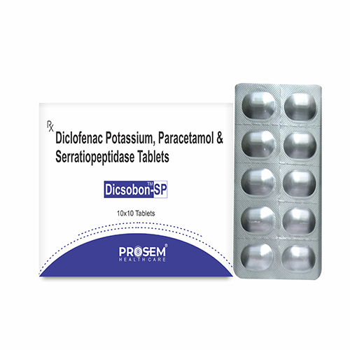 Dicsobon-SP, Diclofenac Potassium, Paracetamol & Serratiopeptidase Tablets, offered by Biofrank Pharmaceuticals (India) Pvt. Ltd.