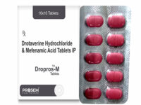 Dropros-M, Drotaverine Hydrochloride & Mefenamic Acid Tablets IP, offered by Biofrank Pharmaceuticals (India) Pvt. Ltd.