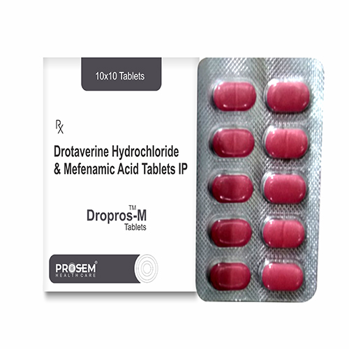 Dropros-M, Drotaverine Hydrochloride & Mefenamic Acid Tablets IP, offered by Biofrank Pharmaceuticals (India) Pvt. Ltd.