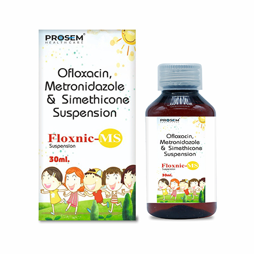 Floxnic-MS, Ofloxacin, Metronidazole & Simethicone Suspension, offered by Biofrank Pharmaceuticals (India) Pvt. Ltd.