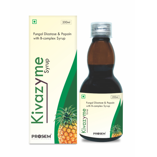Kivazyme, Fungal Diastase & Papain with B-complex Syrup, offered by Biofrank Pharmaceuticals (India) Pvt. Ltd.