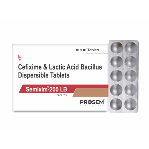 Semixim-200 LB, Cefixime & Lactic Acid Bacillus
Dispersible Tablets, offered by Biofrank Pharmaceuticals (India) Pvt. Ltd.