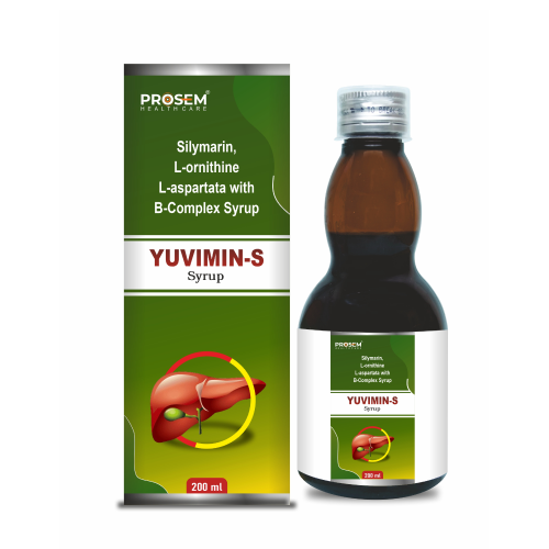 YUVIMIN-S, Silymarin, L-ornithine L-aspartata with B-Complex Syrup, offered by Biofrank Pharmaceuticals (India) Pvt. Ltd.