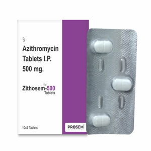 Zithosem-500, Azithromycin Tablets I.P. 500 mg, offered by Biofrank Pharmaceuticals (India) Pvt. Ltd.
