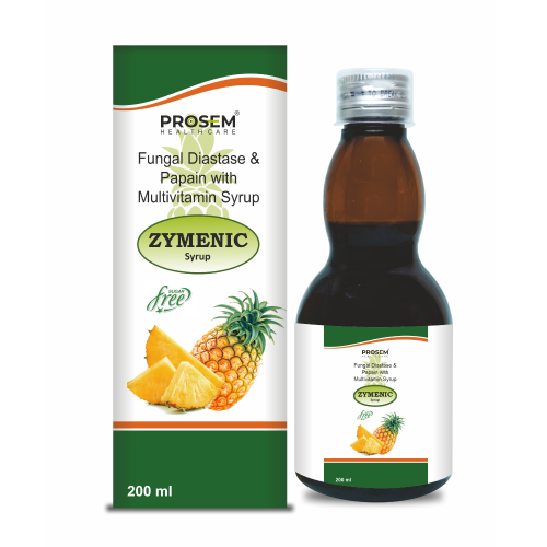 ZYMENIC, Fungal Diastase & Papain with Multivitamin Syrup, offered by Biofrank Pharmaceuticals (India) Pvt. Ltd.